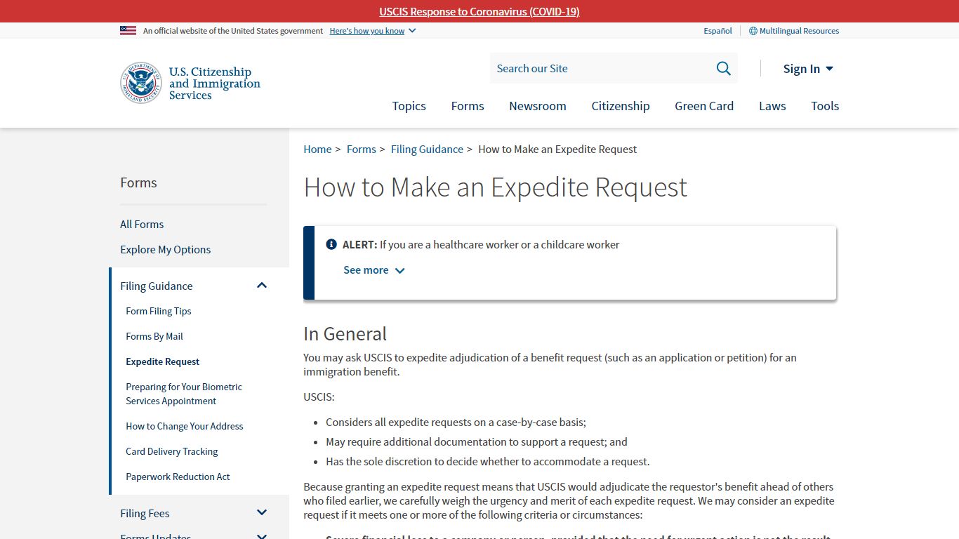 How to Make an Expedite Request | USCIS